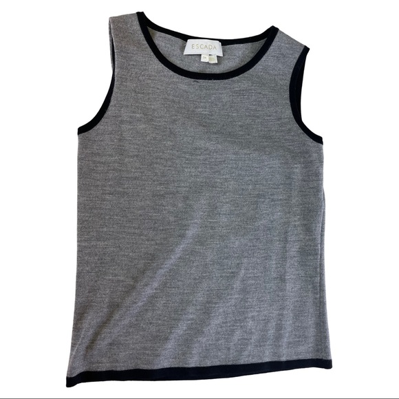 Escada Gray Black Cardigan Top Tank TwinSet 34 36 - Picture 3 of 10